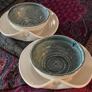 Handcrafted wheel thrown soup and sandwich Bowls (pair)